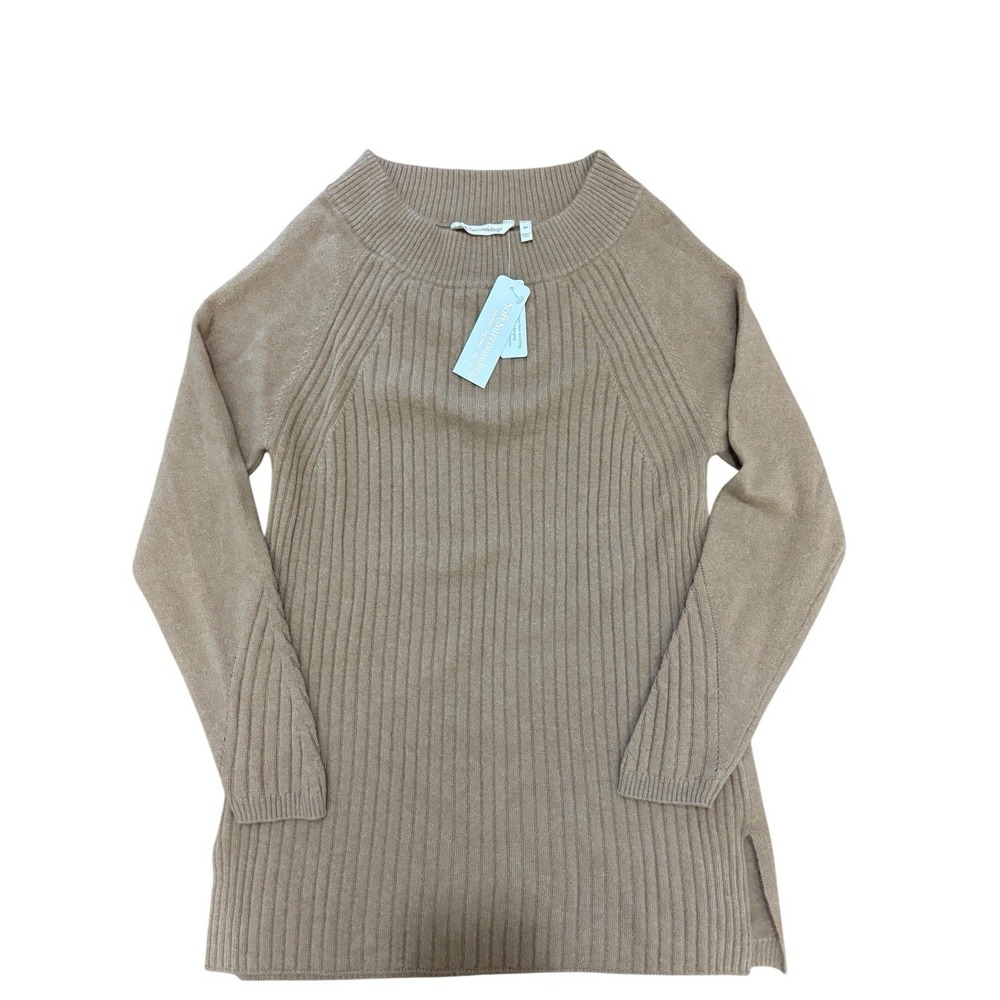NWT Soft‎ Surroundings Cashmere Ribbed Sweater Tunic Xs Tan Long Sleeve Pullover